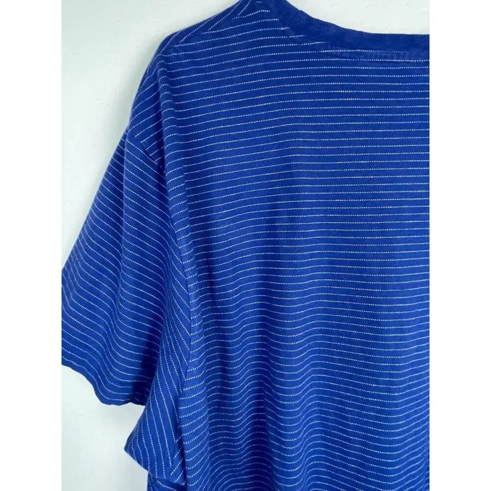 US Polo Striped Mens Tee XXL Blue Crewneck Short Sleeve Preppy Casual T-Shirt